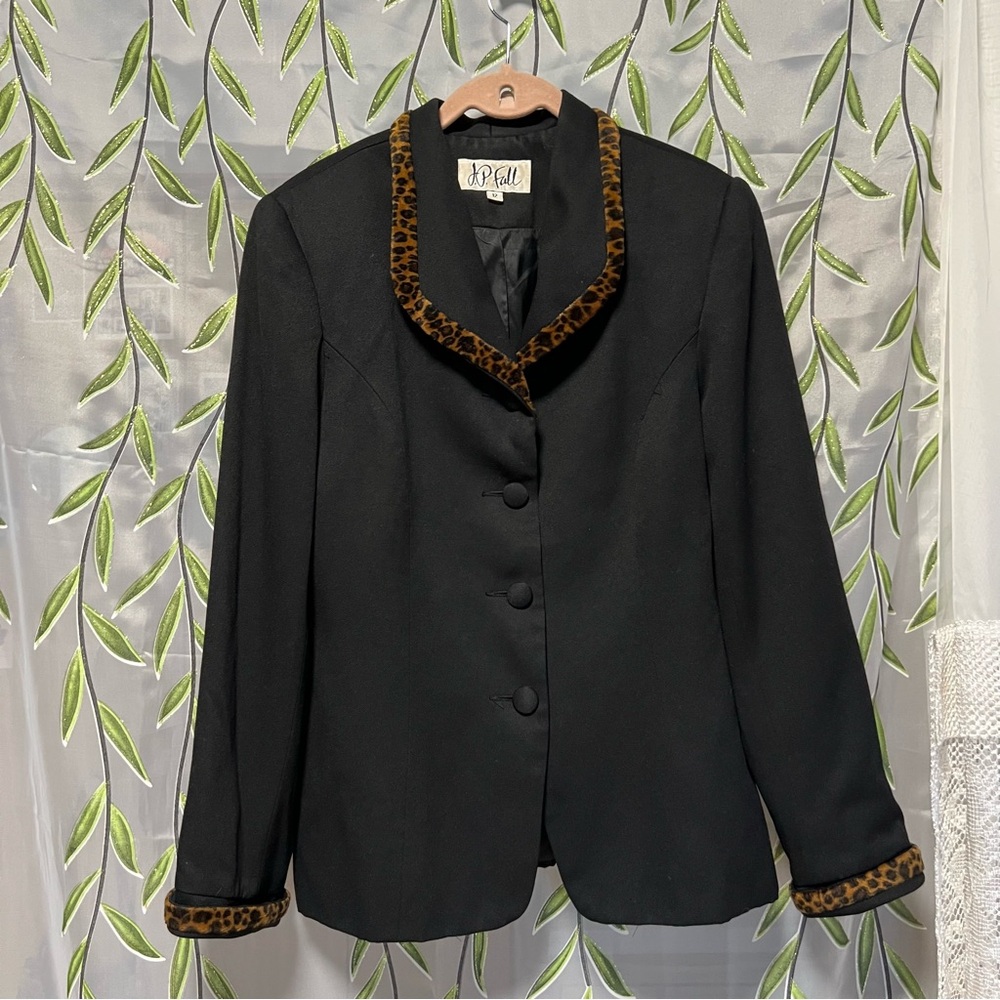 Vintage Blazer with Cheetah Trim